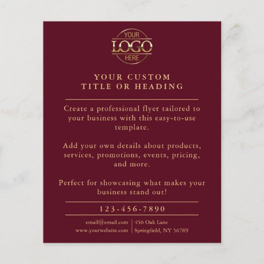 Burgundy Red Businessスタイリッシュロゴのプロモーション チラシ (正面)