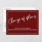 Burgundy Red Change Of Plans 結婚 Flended's ポストカード (正面/裏面)