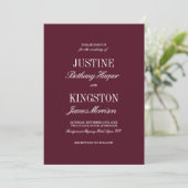 Burgundy Red Classic Script Wedding Invitation  招待状 (スタンド正面)