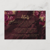 Burgundy Red Gold Agate Floral Wedding Details エンクロージャーカード (正面)