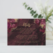 Burgundy Red Gold Agate Floral Wedding Details エンクロージャーカード (スタンド正面)