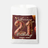 Burgundy Red Gold Balloons Gemstones 21st Birthday フェイバーバッグ (正面)