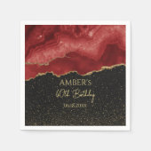 Burgundy Red Gold Glitter Abstract Watercolor スタンダードカクテルナプキン (正面)