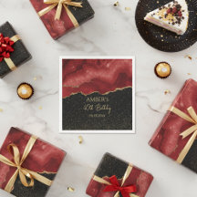 Burgundy Red Gold Glitter Abstract Watercolor