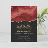 Burgundy Red Gold Glitter Watercolor 招待状 (スタンド正面)