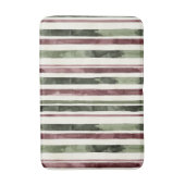 Burgundy Red Green Cream Stripes Christmas バスマット (正面縦)