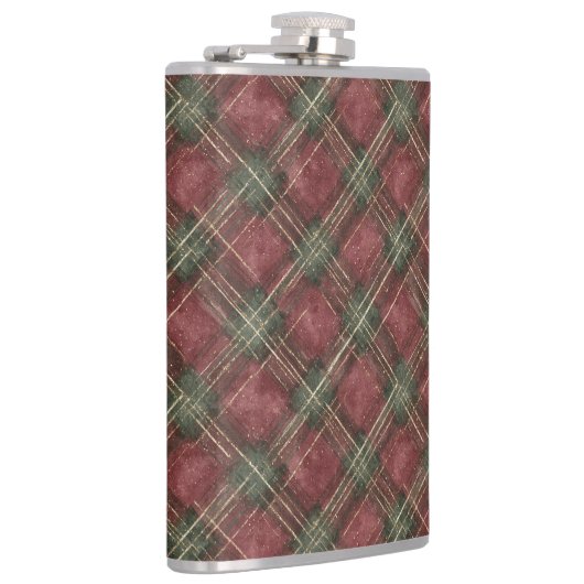 Burgundy Red Green Plaid フラスク (右)