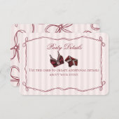 Burgundy Red Lace Lingerie Shower Details エンクロージャーカード (正面/裏面)