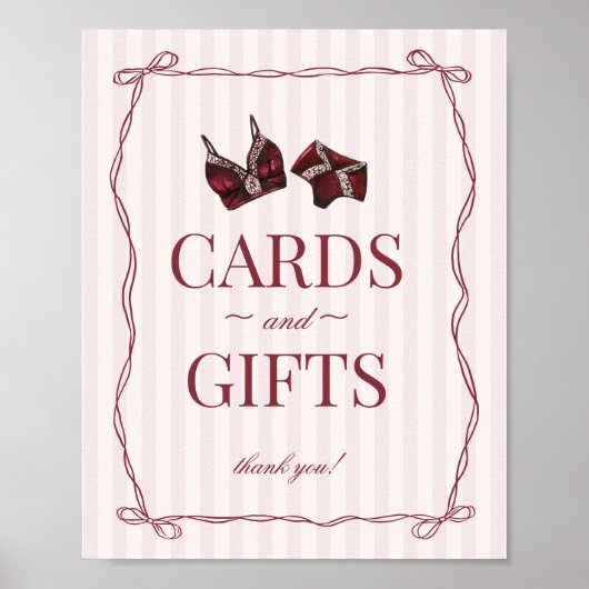 Burgundy Red Lingerie Bachelorette Cards & Gifts ポスター (正面)