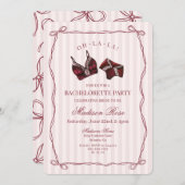 Burgundy Red Lingerie Lace Bachelorette Party 招待状 (正面/裏面)