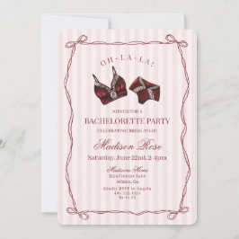 Burgundy Red Lingerie Lace Bachelorette Party 招待状