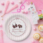 Burgundy Red Lingerie Shower Bachelorette Bridal ペーパープレート (パーティー)