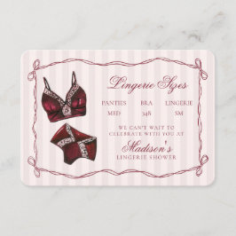Burgundy Red Lingerie Sizes Shower Bow エンクロージャーカード