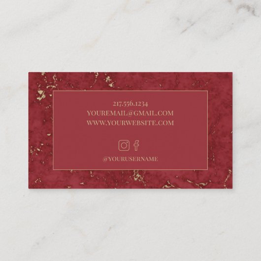 Burgundy Red Marble with Gold Vein 名刺 (裏面)