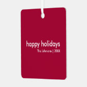 Burgundy Red Minimalist | Ruby Maroon Christmas メタルオーナメント (正面左)