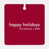 Burgundy Red Minimalist | Ruby Maroon Christmas メタルオーナメント (裏面)