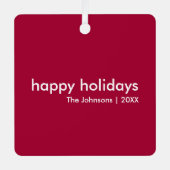 Burgundy Red Minimalist | Ruby Maroon Christmas メタルオーナメント (正面)