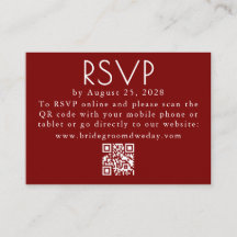 Burgundy Red Modern Minimalist Wedding QR RSVP