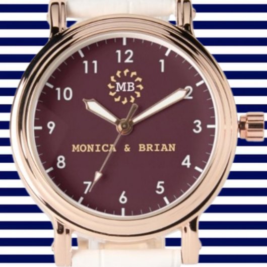 Burgundy Red Monogram couple names 腕時計
