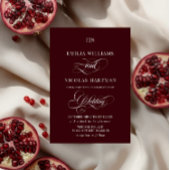 Burgundy Red Monogram Romantic Wedding 招待状