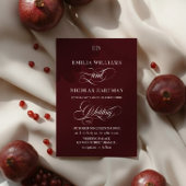 Burgundy Red Monogram Romantic Wedding 招待状