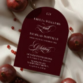 Burgundy Red Monogram Romantic Wedding 招待状