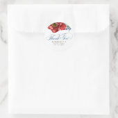 Burgundy Red Navy Floral Bridal Shower Thank You ラウンドシール (バッグ)