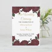 Burgundy Red Rose Gold Script Moody Dark Romance  プログラム (スタンド正面)