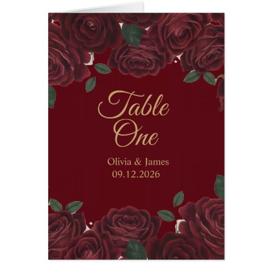 Burgundy Red Rose Moody Dark Romance Folded Table  (正面)