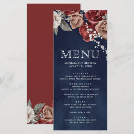 Burgundy Red Roses Floral Navy Blue Wedding メニュー