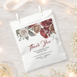 Burgundy Red Roses Floral Wedding フェイバーバッグ