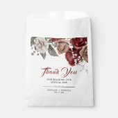 Burgundy Red Roses Floral Wedding フェイバーバッグ (正面)
