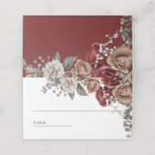 Burgundy Red Roses Floral Wedding プレイスカード (外部開封)