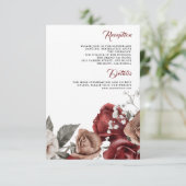 Burgundy Red Roses Floral Wedding Details エンクロージャーカード (スタンド正面)