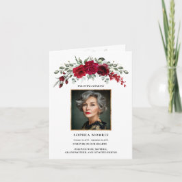 Burgundy Red Roses Funeral Folded Thank You Card サンキューカード