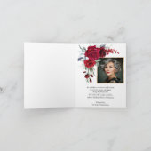 Burgundy Red Roses Funeral Folded Thank You Card サンキューカード (内部)