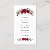 Burgundy Red Roses Funeral Prayer Card 名刺 (裏面)