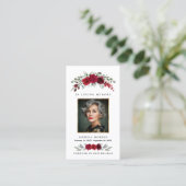 Burgundy Red Roses Funeral Prayer Card 名刺 (スタンド正面)