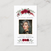 Burgundy Red Roses Funeral Prayer Card 名刺 (正面)
