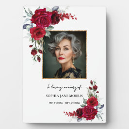 Burgundy Red Roses Memorial Photo Plaque フォトプラーク