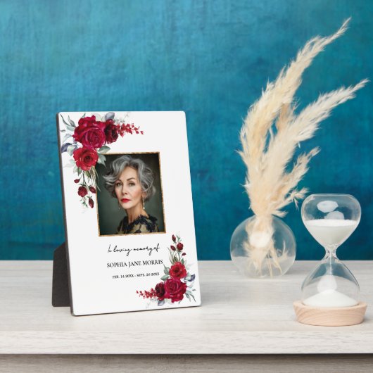 Burgundy Red Roses Memorial Photo Plaque フォトプラーク (側面)