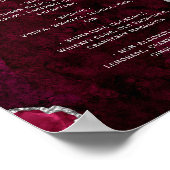 Burgundy Red Silver Agate Script Wedding Bar Menu  ポスター (角)