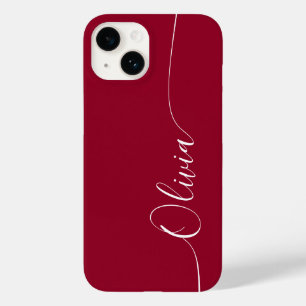 Burgundy Red White エレガント書記名 Case-Mate iPhone 14ケース