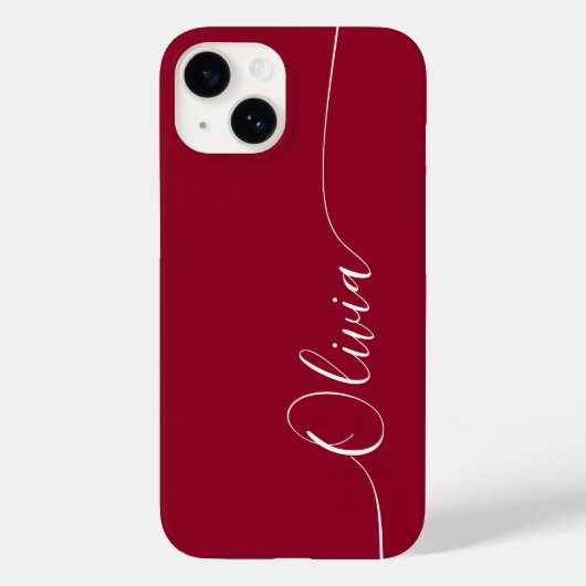 Burgundy Red White エレガント書記名 Case-Mate iPhoneケース (裏面)