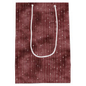 Burgundy Red White Stripes Black Faux Lace Heart  ミディアムペーパーバッグ (裏面)