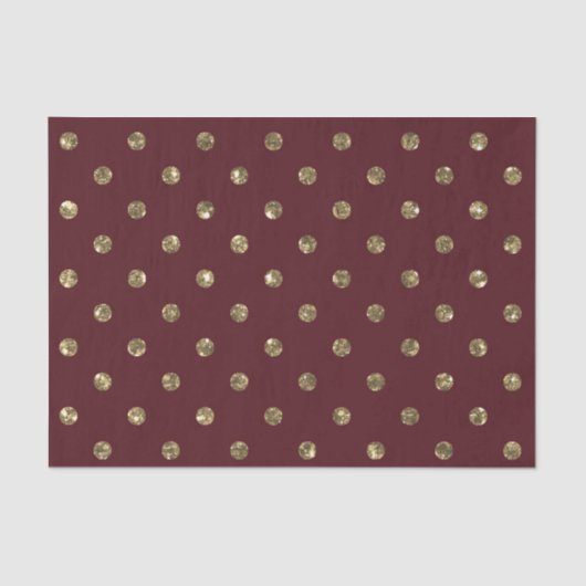BURGUNDY RED WITH GOLD GLITTER LOOK DOTS 薄葉紙 (正面)