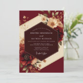 Burgundy Romantic Flora Wedding 招待状 (スタンド正面)