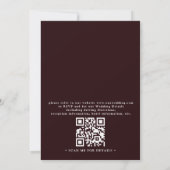 Burgundy Romantic Florals Elegant QR Code Wedding 招待状 (裏面)