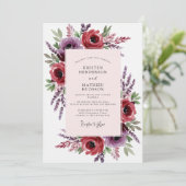 Burgundy Romantic Meadow Wedding 招待状 (スタンド正面)
