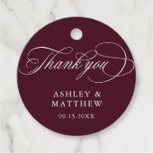Burgundy Romantic Writhapril'結婚s Thank You フェイバータグ (正面)